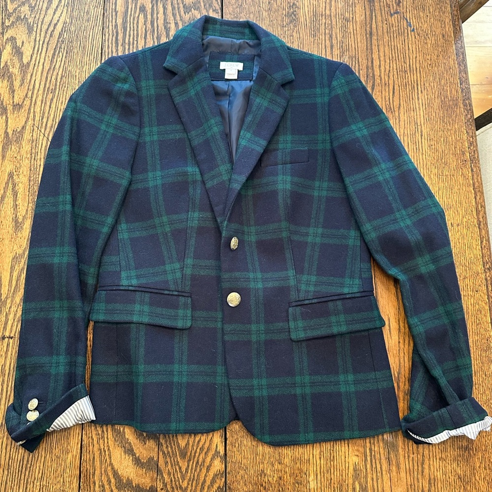 J. Crew Navy and Green Plaid Men's Blazer